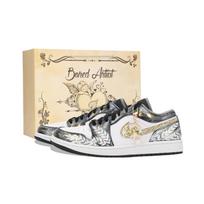 Jordan Air Jordan 1 Jiang Immersed Moon Amortizacija Neslystantis Atsparus dilimui Žemi Vintažiniai Krepšinio Batai 553558-044(Komanda1390-) 36 beige