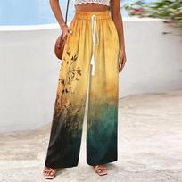 Women's Wide-Leg Casual Flowy Floral Print Pants L juoda