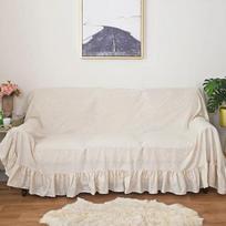 Sofa užtiesalai Užvalkalai Minkštas sofos užvalkalas Ruffles poliesterio medvilnės svetainei naminiams gyvūnams Daugiafunkcis Ypač didelis Baldų Dekoratyvinis 100x160cm