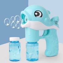 Automatinis delfinų burbulų aparatas animacinis žaislas laukui su šviesomis ir muzika 100 ml mėlyna