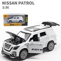 1/36 mastelio „Nissan Patrol Diecast“ automobilio modelio žaislas, traukiama atgal žaislinė transporto priemonė vaikams, mažiems berniukams, mergaitėms, dovanų kolekcija 12*5*4.5cm balta