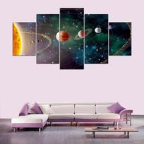 5 Plokštės Planetos Saulės Sistema Kosmosas Drobės Tapyba Plakatai ir spaudiniai Sienų Menas Nuotraukos Svetainė Namų dekoras Be rėmelio 30x40cm*2  30x60cm*2  30x80cm*1 black