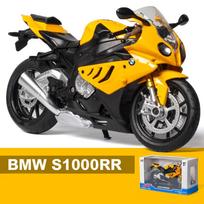 1:12 skalės S1000RR motociklo žaislo modelis, lydinio liejimo visureigių motorinių transporto priemonių modeliavimas, amortizatorius, vaikiškas žaislinis motociklas 1/12-17x10x4cm geltona