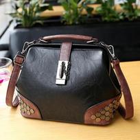 Madingi blizgučiai papuošti žinučių krepšiai Moteriški odiniai rankinės Pečių krepšiai moterims Prabangus Crossbody gydytojo krepšys bolso mujer juoda