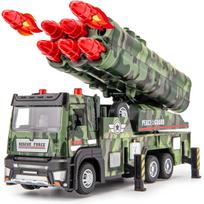 Kariuomenės žaislų karinis sunkvežimis su 6 paleidžiamomis raketomis, paleidžiamomis raketomis, lietinių žaislinių transporto priemonių modeliai, automobiliai su šviesa ir garsais, atitraukite ir eikite dovana 18.5*6*10cm kamufliažinė žalia spalva