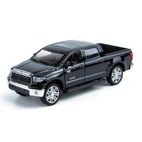 1/32 TOYOTA Tundra TRD pikapas Diecast žaislinis sunkvežimio modelis Miniatiūrinis atsitraukiamas duris atidaromas garso ir šviesos kolekcija Dovana berniukui juoda