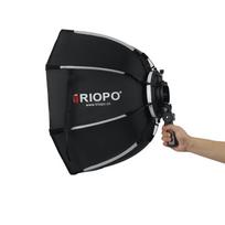 TRIOPO 55 cm / 65 cm sulankstoma 8 polių aštuonkampė minkšta dėžutė su minkšto audinio rankena, skirta Godox Yongnuo Andoer fotoaparato blykstei 55cm juoda