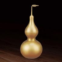 Bagua Gourd Statue Hulu Calabash Figurine Feng Shui Ornament Desk with Leaf and Openable Lid Wu Lou Height 15cm