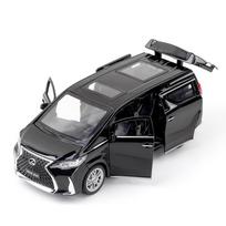 1/32 Lexus LM300h MPV žaislinis automobilis lieto metalo lydinio furgono modelis su atitraukimo mechanizmu, garsu ir šviesa, kolekcinis modelis, dovana berniukui, vaikams juoda