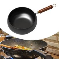 24cm Fine Iron Wok Pan Stir Fry Wok Non-Stick Flat Bottom Frying Pan without lid