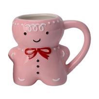Gingerbread Man Ceramic Mug Christmas Gingerbread Coffee Mug 350ML Coffee Mugs Cute Gingerbread Man Water Cup Couples Xmas Gifts 350ML rožinė