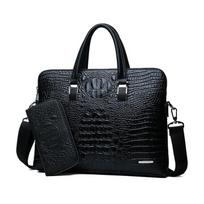 Vyriškas verslo rankinukas ir portfelis su krokodilo raštu Black Single Bag