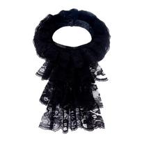 Elegantiška raukinėta žabo apykaklė Daugiasluoksnė nėriniuota apykaklė maskaradams, vakarėliams, cosplay renginiams Apykaklė Kostiumo kaklo papuošalas Visų amžių juoda