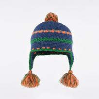 Etninio stiliaus rankų darbo retro megzta ausų apsauga skraidanti kepurė vyriška ir moteriška rudens ir žiemos sujungta šilta universali vilnonė kepurė Average size (55-59cm) tamsiai mėlyna