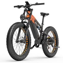 Elektrinis dviratis Lankeleisi 26  1000W variklis Visureigis elektrinis dviratis 48V 20AH Maksimalus nuvažiuojamas atstumas 150 km Apkrova 150 kg RV800 juoda/oranžinė