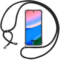 Dėklas Google Pixel 10, Skaidrus sustiprintas apsauginis nuo įbrėžimų su juodu dirželiu