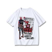2026 Marvel Punk Žmogus-voras Marškinėliai Amerikietiško Gatvės Hip Hopo Ins Trend Prekės Ženklo Spaudinys Vyriški ir Moteriški Laisvi Trumpomis Rankovėmis 4XL