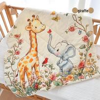 Pure Cotton Cartoon Crepe Baby Quilt - Digital Print Gauze Blanket for Newborns and Toddlers Crepe Fabric Printed Quilt 100x110cm
