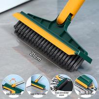 Two-in-One Bathroom Floor & Gap Squeegee Brush with Long Handle
