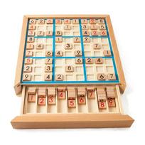 Medinė sudoku dėlionė medinė sudoku žaidimo rinkinys su stalčių matematikos galvosūkių staliniais žaislais mėlyna