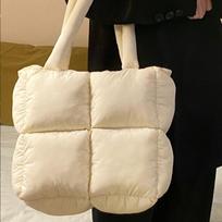 Yogodlns Winter Niche Diamond Tote Bag Erdvė Medvilninis Pečių krepšys Aukštos kokybės Pagalvė Rankenos Rankinė Šilta Striukė Rankinė 31x12x29cm balta