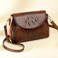 Pečių krepšiai moterims Karvės odos krokodilo rašto rankinė, moteriška dizainerio prabangus Crossbody krepšys Vintage Retro Tote ruda