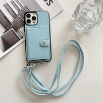 Flip Wallet Odinis Crossbody Lanyard telefono dėklas, skirtas iPhone 14 Pro Max 11 12 13 Mini Xs X Xr 7 8 Plus Se kortelių laikiklio stovo dangtelis For iPhone 13 Mini mėlyna