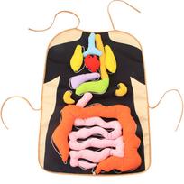3D organų prijuostė, anatominė prijuostė Žmogaus kūno organų suvokimą skatinantis lavinamasis žaislas, skirtas ikimokyklinio ugdymo įstaigoms namuose 65x45cm juoda