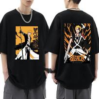 Japonų Anime Bleach Kurosaki Ichigo Marškinėliai Unisex Moteriški Madingi Per dideli Marškinėliai Harajuku Trumpomis Rankovėmis Hip Hop Marškinėliai Streetwear L