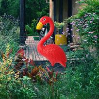 Paukščio statula Figūrėlė Flamingo Sodo kuolas Vakarėlis Terasa Kiemo meno ornamentas Skulptūra vidaus patalpoms Pink12.5x12.7cm 28cm