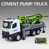 1/18 lydinio automobilių cemento siurblio modelis, liejamo metalo betono konvejeris, sunkvežimis, cemento gabenimas, inžinerinė transporto priemonė, vaikų žaislų modelis 1/18-Size:32*12.5*10cm žalia