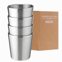 Nerūdijančio plieno puodeliai 10oz 6oz Kempingo puodeliai 4 vnt. Daugkartinio naudojimo aukščiausios kokybės metalinis puodelis Dvisienis gėrimų termopuodelis BBQ, namams, gėrimų įrankiai 300ml -4 PCS