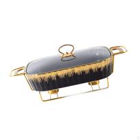 Chafer Casserole Dish Buffet Server Maisto šildytuvas skaidrus dangtis trina padėklas skirtas juoda