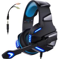 V3 3.5mm Wired Gaming Headset Noise Canceling E-Sports Earphone Over Ear Headphones 50mm Dynamic juoda mėlyna spalva