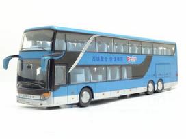 1/32 Aukštos Kokybės Lydinio Dviaukštis Autobusas Garsas Šviesa Metalinis Lydinio Liejinys Atitraukiamas Simuliacinis Prabangus Apžvalginis Autobusas Transporto Priemonė Vaikų Žaislai mėlyna