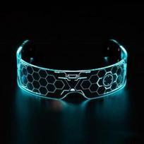Cyberpunk Futuristic Technology Sense Akiniai mokslinės fantastikos Led Bungee Ins Vyriški tinkliniai raudoni moteriški baras švytintys akiniai nuo saulės Colorful honeycomb