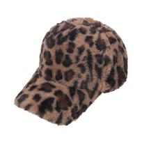 Rudens žiemos moteriška šilta leopardo rašto skrybėlė Madinga laisvalaikio pliušinė beisbolo kepurė Miela pūkuota kepurė moterims. ruda