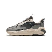 Anta Gravity Thick Sole Shock Absorbing Wear Resistant Height Increasing Low Top Dad Shoes Men sneaker Gray White 112418813-6 40 gray
