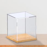 Akrilo skaidraus kolekcionuojamų žaislų vitrinos dėklas, atsparus dulkėms, daugiafunkcis medinis dugnas, skirtas laikyti namuose 15x15x16cm