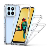ZTE BLADE A55 telefono dėklas 3 viename Atsparus smūgiams Plonas prigludęs Skaidrus viso korpuso apsauginis dangtelis skirtas ZTE BLADE A35 ZTE Blade A35