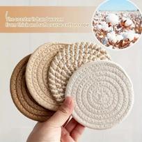 8-Piece Set Absorbent Coasters for Drinks Minimalist Cotton Woven Coasters Coffee Table Decor Boho Cute Cup Coasters diameter 11cm