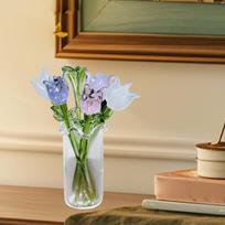 Stiklinė gėlių puokštė su vaza, dirbtinės gėlės, kolekcinės figūrėlės merginai Lotus