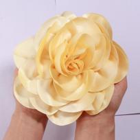 19CM Super Didelė Gėlė Populiari Europoje Rankų darbo Satino Gėlė Dirbtinės Gėlės Vestuvių Nuotakos Dekoravimui with brooch smėlis