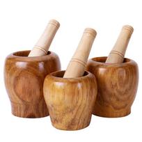Kietmedžio česnakų smulkintuvas ir grūstuvas su piestele - Medinis dubuo česnakų, kūdikių maisto ir žolelių smulkinimui ir malimui. 9.5cm diameter, 9.5cm height
