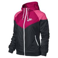 Nike Spalvų Blokų Dizaino Logotipo Spaudinio Gobtuvu Striukė Moteriška Striukė Magentos 545909-014 XS