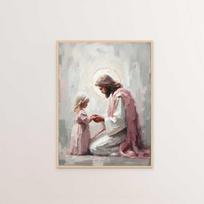 Jėzaus Kristaus drobės Postres Krikščioniškas Jėzaus portretas Sienos meno spaudinys Plakatas Aš vaikščiosiu su Kristumi LDS Biblijos eilutė Dovanų plakatas 30x45cm No Frame