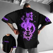 Pokemon 2026 Vasaros Vyriški Medvilniniai Marškinėliai Streetwear Grafiti Gengar Spausdinimas Oversized Laisvalaikio Kasdieniniai Drabužiai Anime Gerbėjų Dovana 4XL