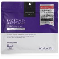 EXOSOME GLUTATHIONE Veido kaukė Žmogaus kamieninių ląstelių drėkinanti odos priežiūra Make.iN + 30 dienų Egzosomos, Ląstelės, Shiratama, Gliutationas, Keramidai, CICA, EGF, FGF,