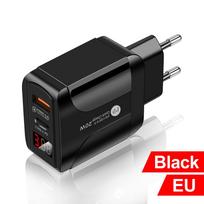 VAORLO LED ekrano įkroviklis Type-C PD 20W greitas įkrovimas QC3.0 USB greito įkrovimo prievadas skirtas iPhone 12 Xiaomi Huawei EU juoda