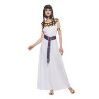 Moteriškas suaugusiųjų faraono kostiumas Egipto princesės karalienės puošni suknelė, moteriška apranga M balta